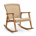 Schaukelstuhl aus Massivholz mit Seilgeflecht, Beige