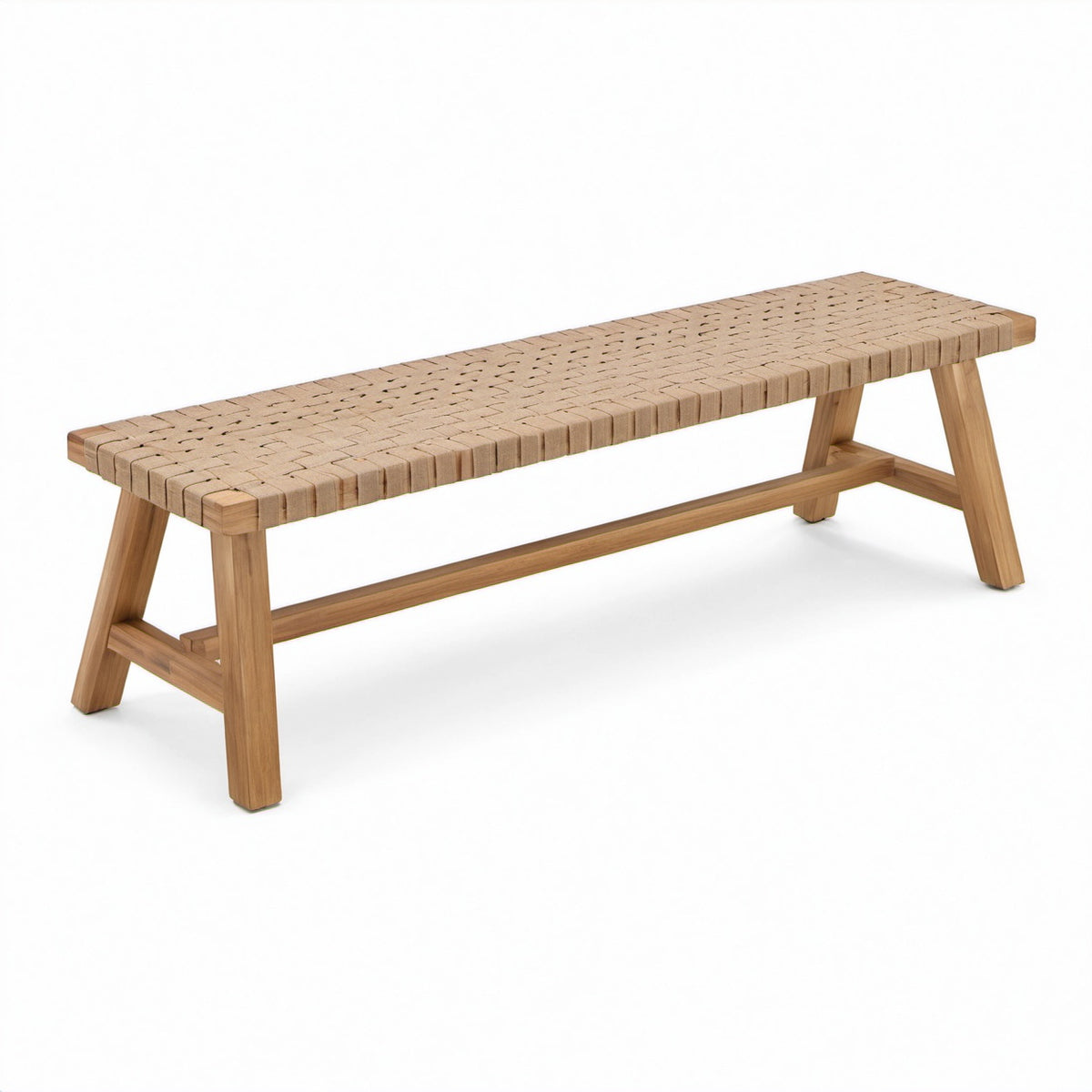 Teakholzbank mit Naturgeflecht-Sitzfläche 160 cm