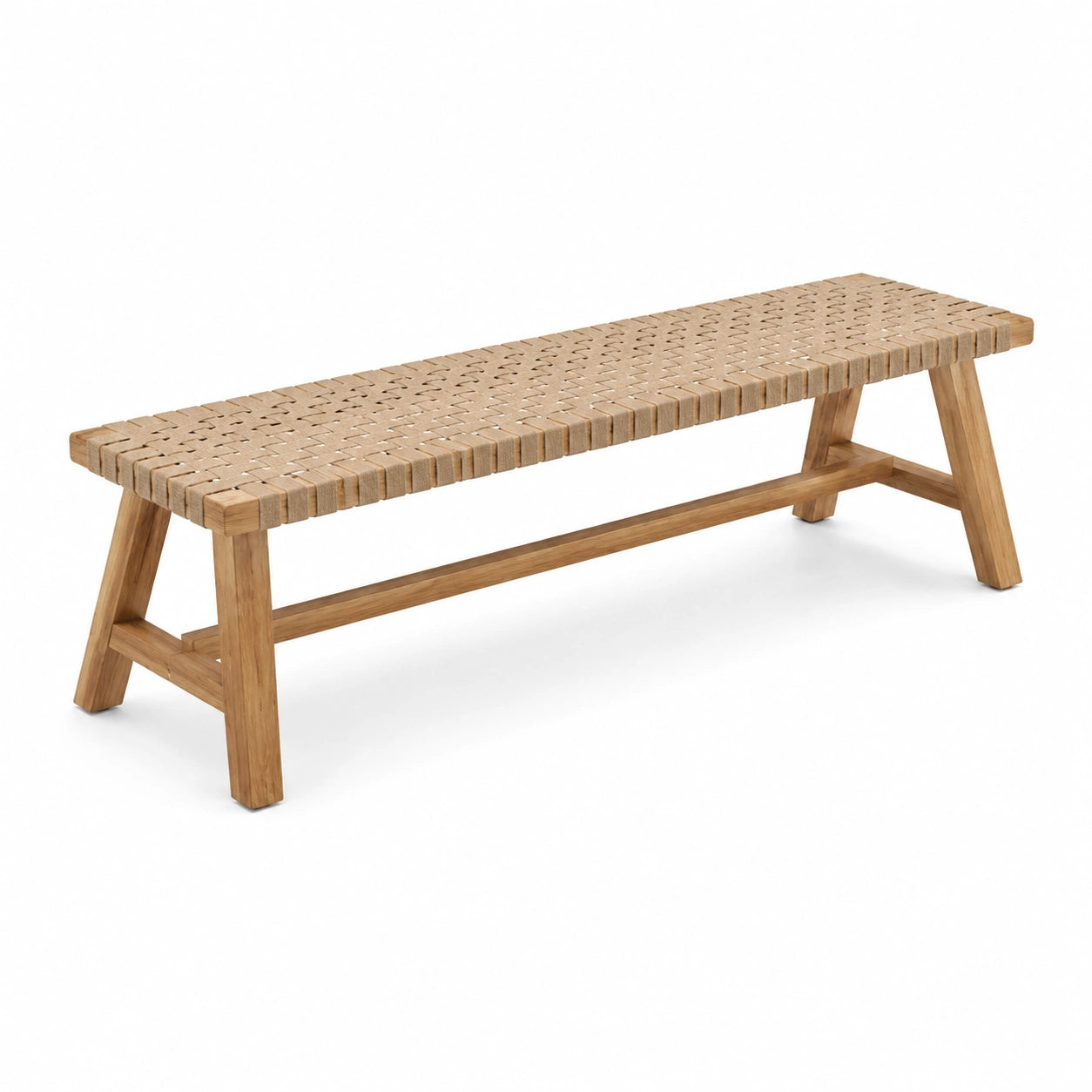 Teakholzbank mit Naturgeflecht-Sitzfläche 160 cm