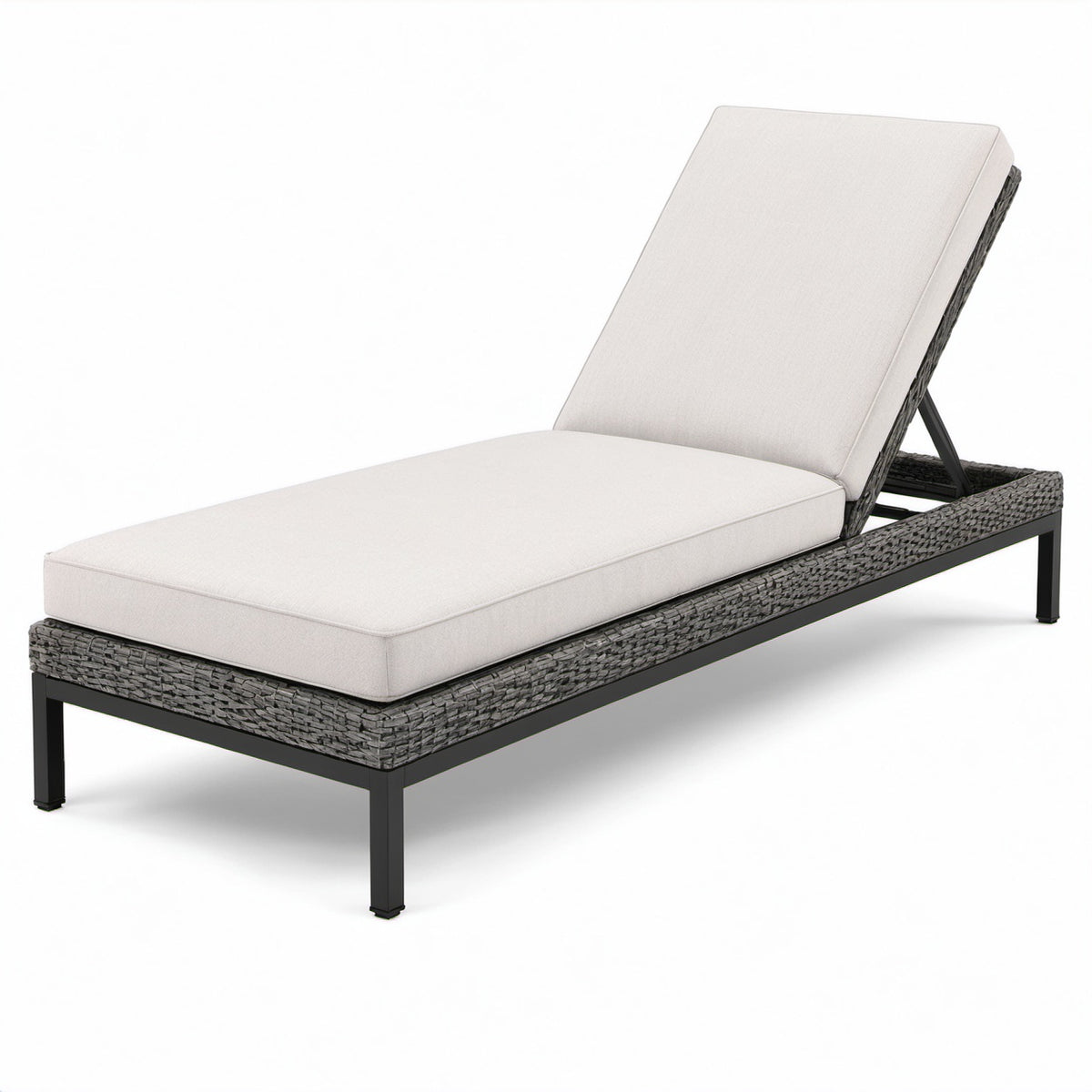 Gartenliege aus Polyrattan mit Aluminiumrahmen, hellgrau