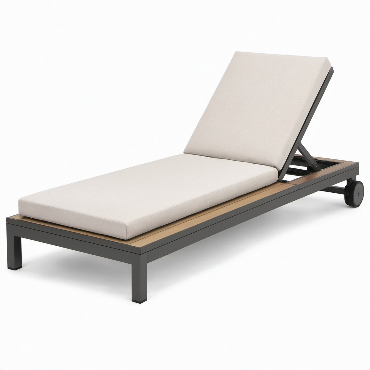 Sonnenliege verstellbar Aluminium Holz beige
