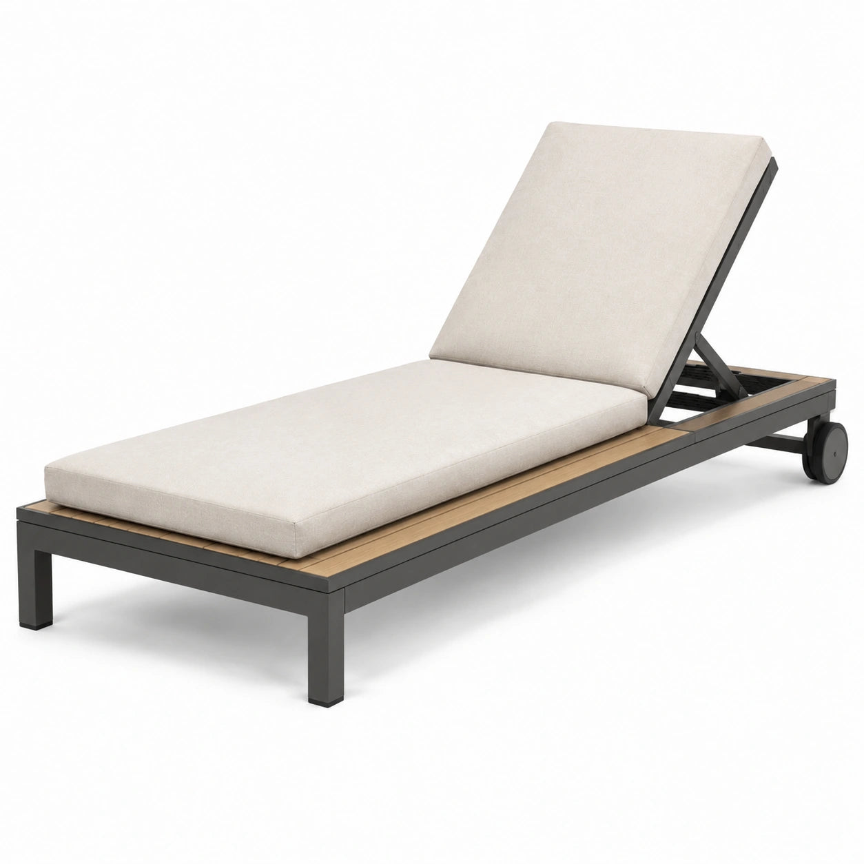 Sonnenliege verstellbar Aluminium Holz beige