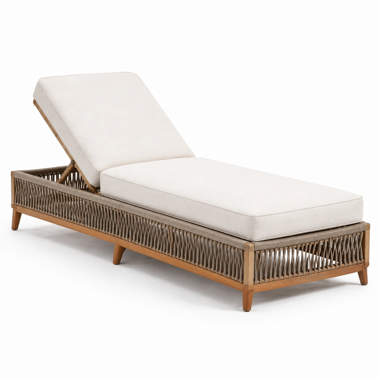 Gartenliege Verstellbar Teakholz Polyester Beige