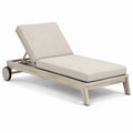Teakholz Sonnenliege mit Polyester Kissen Beige 200x65x35cm