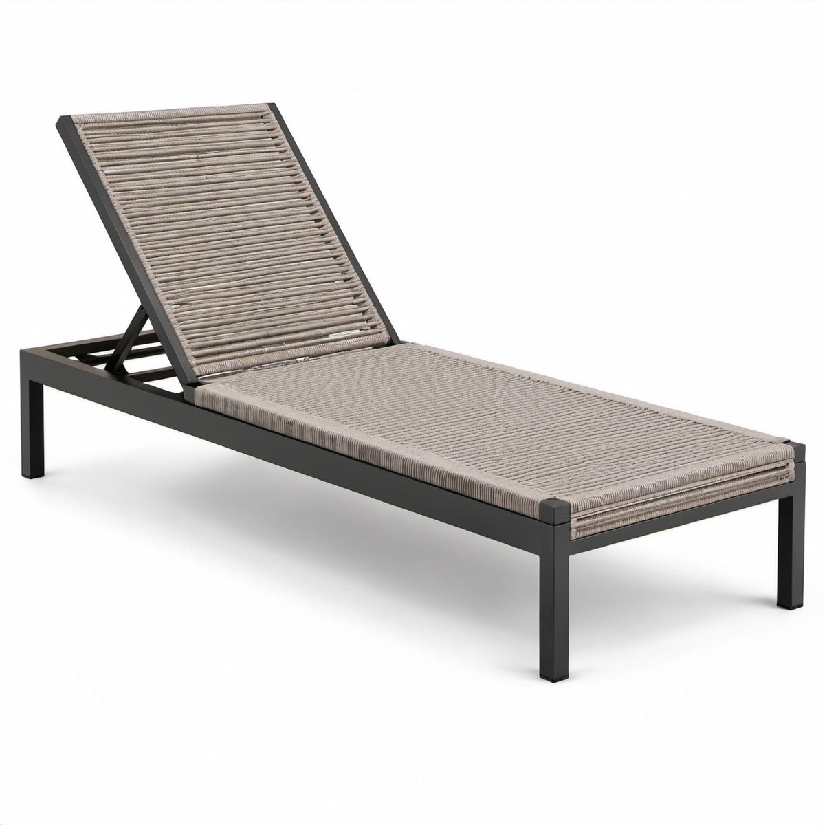 Gartenliege aus Aluminium mit Taupe Seilgewebe