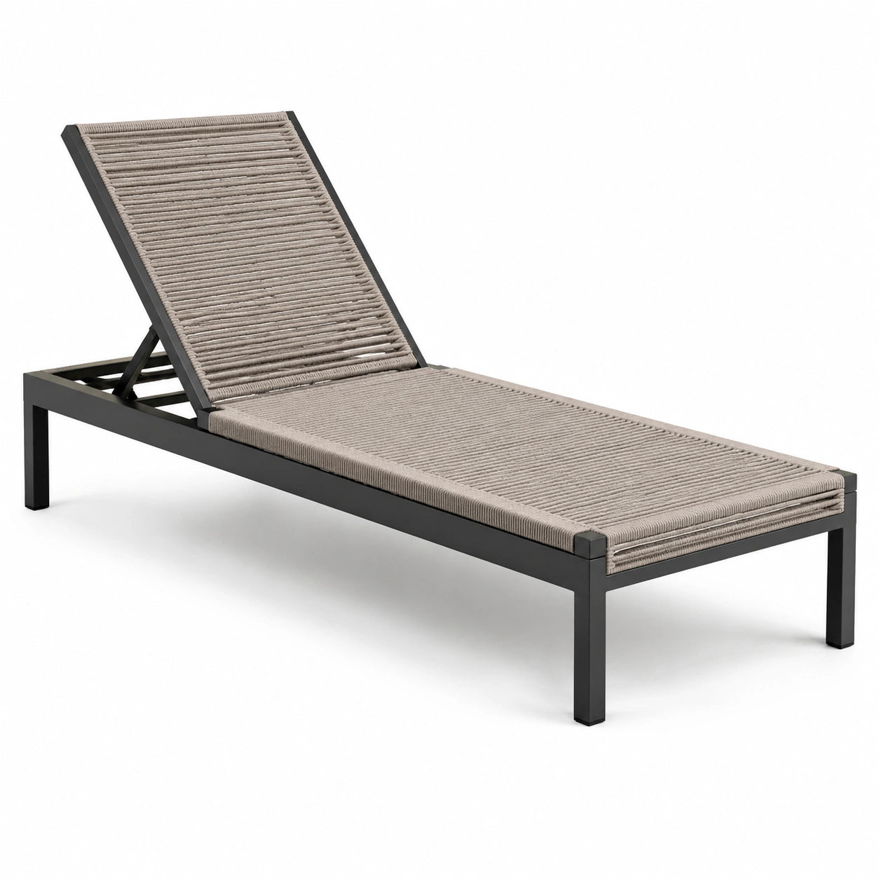 Gartenliege aus Aluminium mit Taupe Seilgewebe