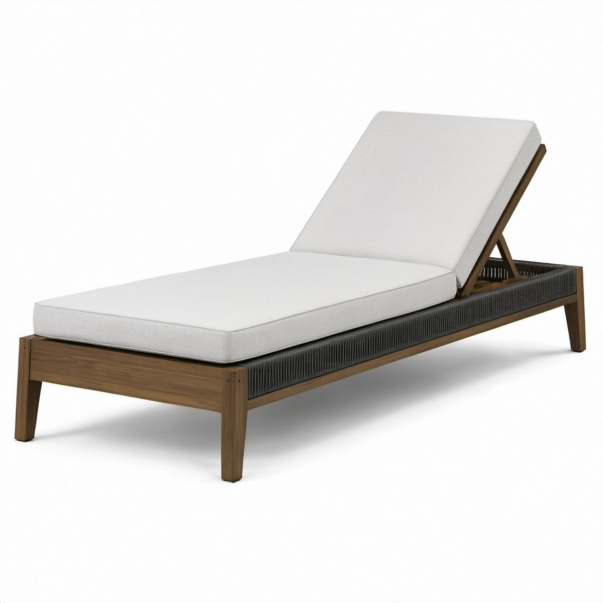 Gartenliege mit Kissen, Holz, Polyester, Beige