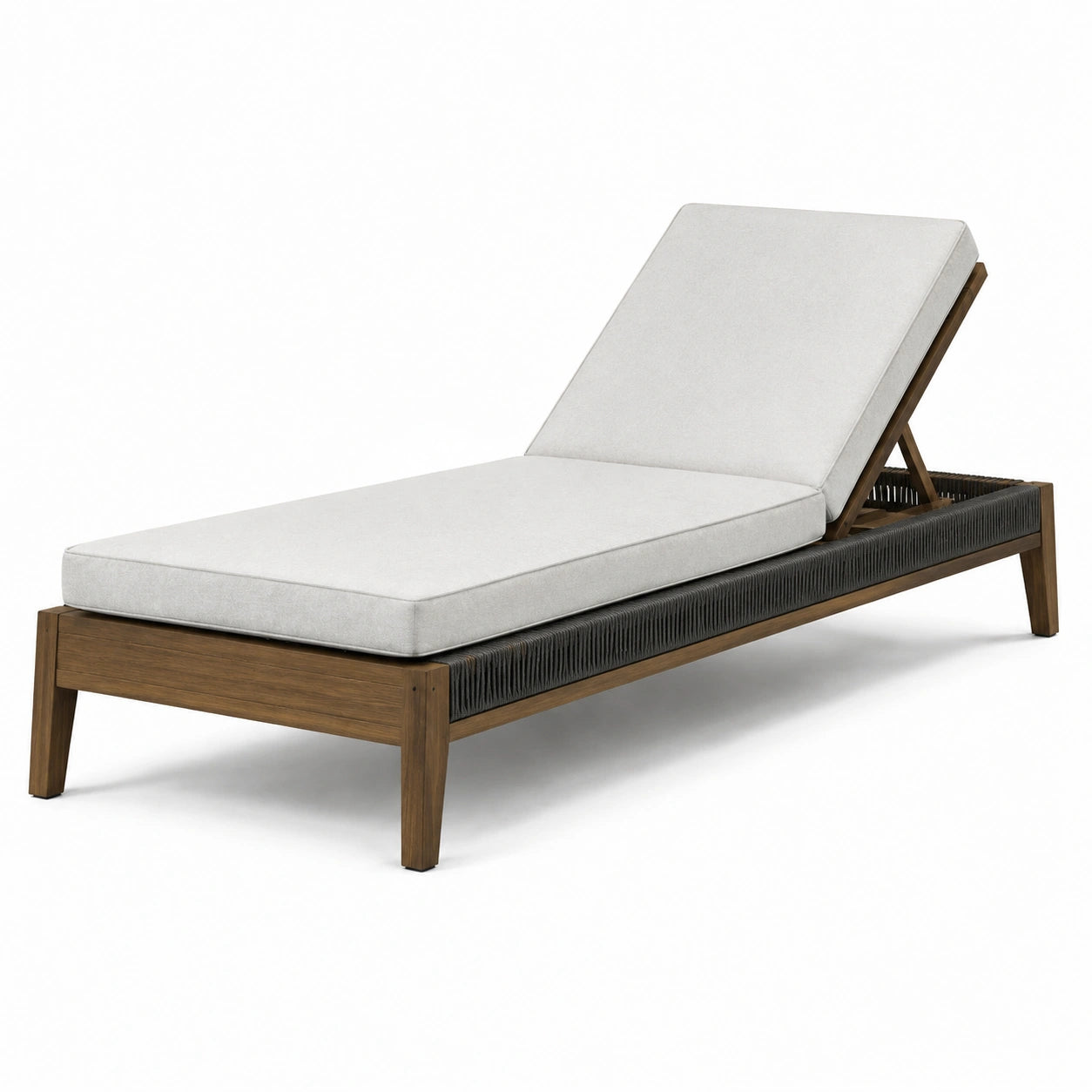 Gartenliege mit Kissen, Holz, Polyester, Beige