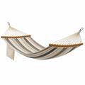 Baumwollhängematte mit Holzspreizstangen 200x150 cm Beige/Grau