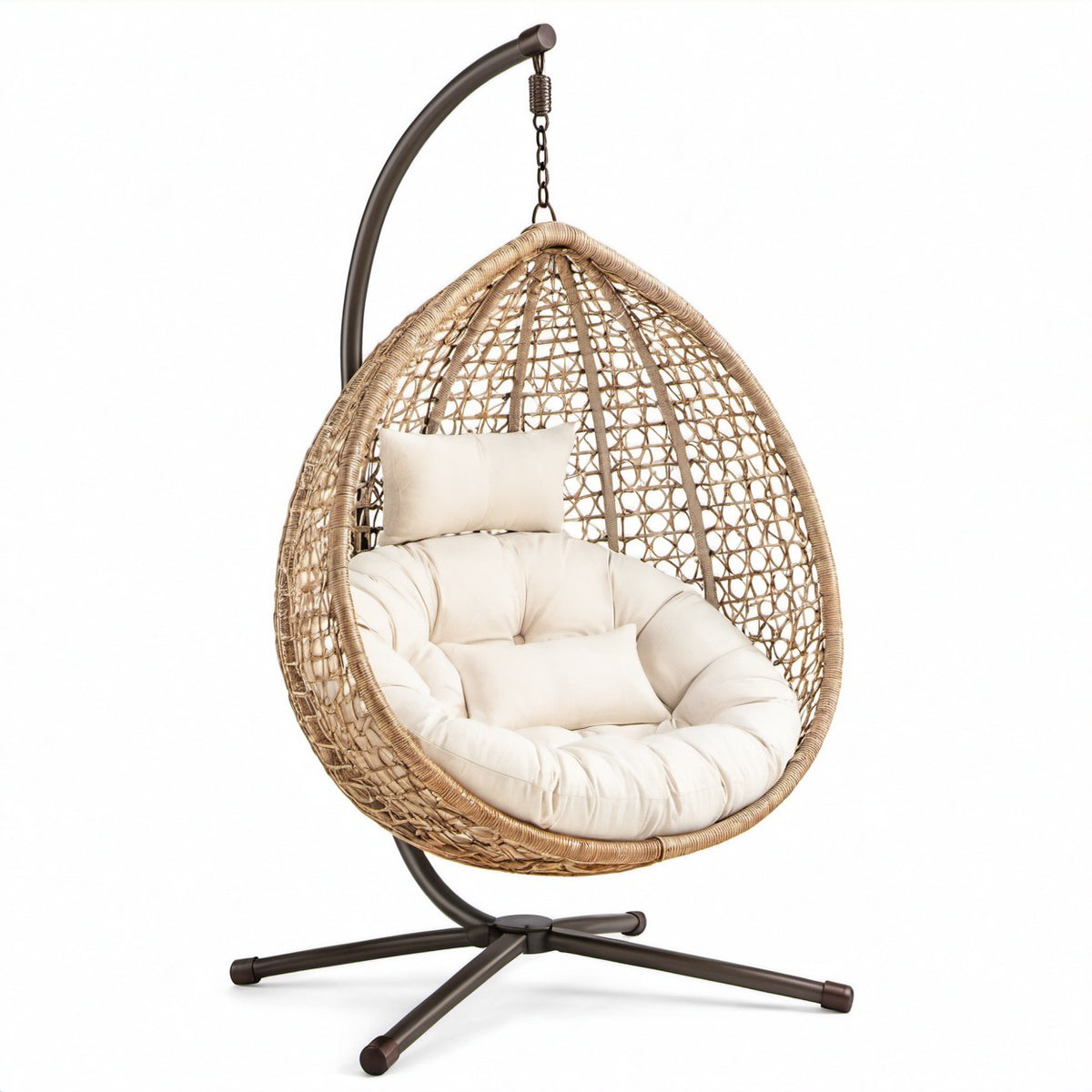 Hängesessel aus Rattan mit Polyesterpolsterung Beige Ø100 cm
