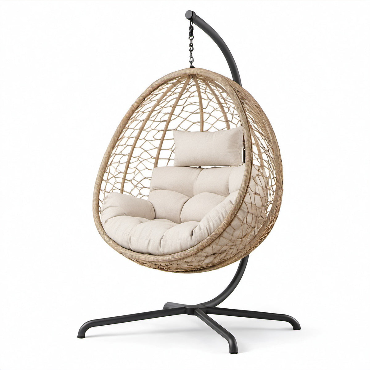 Hängesessel Rattan mit Kissen Beige