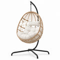 Hängesessel aus Rattan mit Kissen und Gestell in Beige