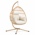 Hängesessel Metall Rattan Beige Kissen