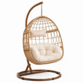 Hängesessel aus Rattan mit Stahlrahmen und Kissen Beige