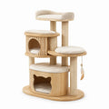 Katzenkratzbaum aus Sperrholz mit Sisal und Plüschkissen, Beige