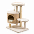 Kratzbaum aus MDF-Holz mit Sisalseil und Plüsch, Beige