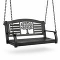 Metall Schaukelbank mit Baumdesign Schwarz
