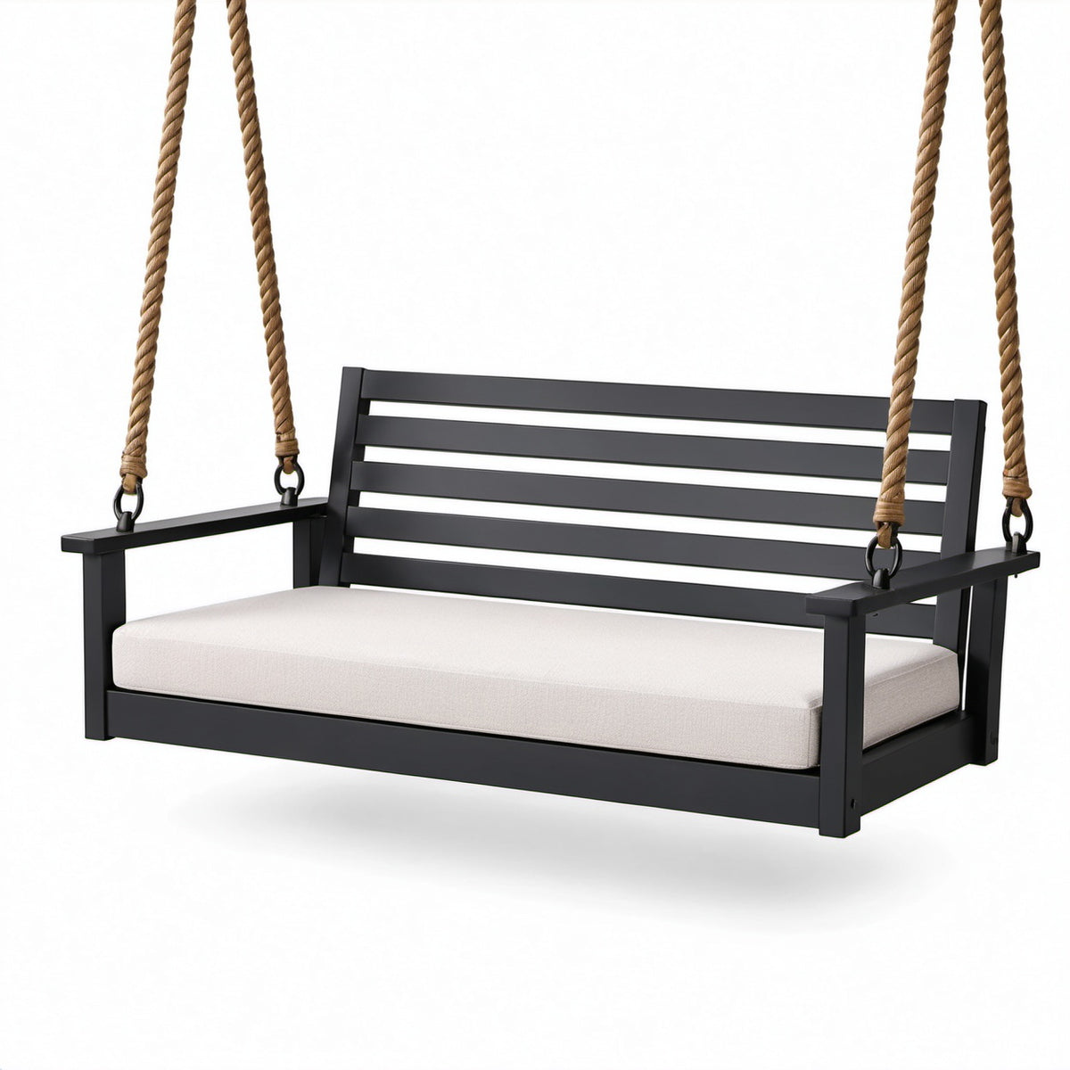 Metall Schwebebank mit Polyesterkissen und Naturfaserseil 150cm