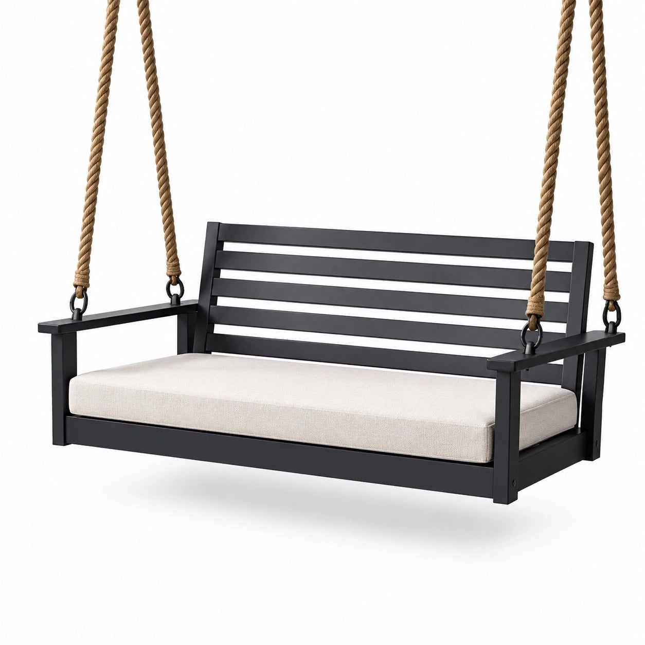 Metall Schwebebank mit Polyesterkissen und Naturfaserseil 150cm